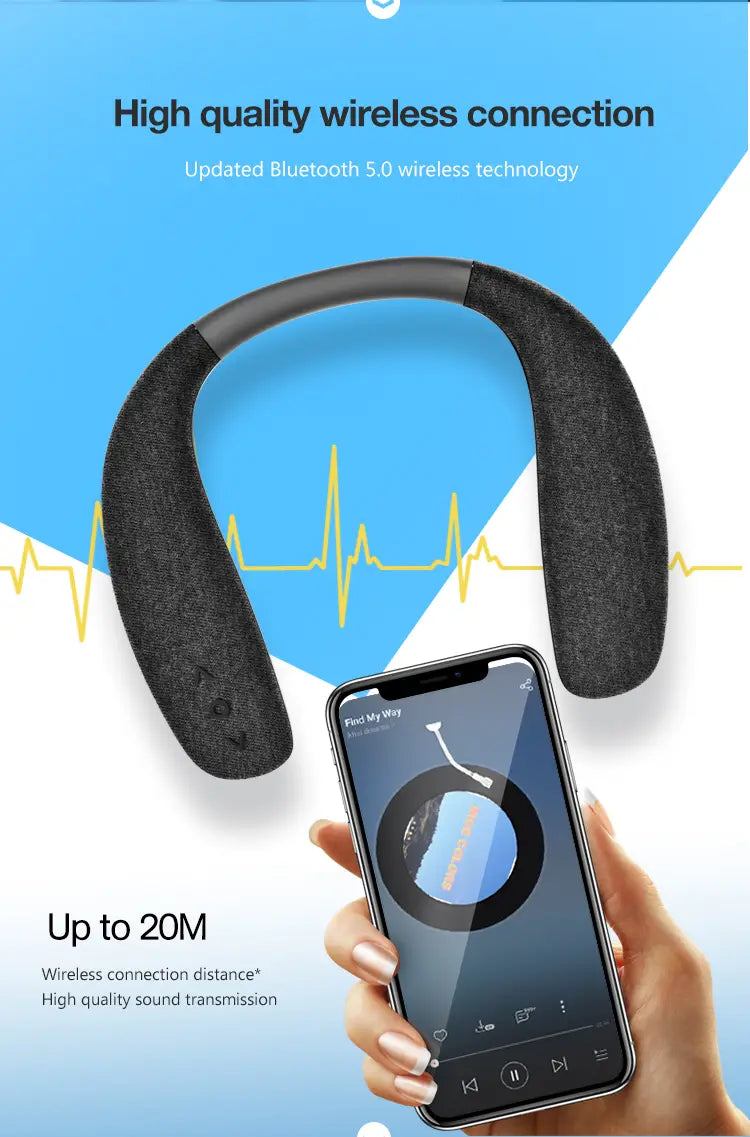 Bluetooth Speakers Neckband Wireless Wearable Speakers Home Outdoor Wireless Speakers 10Hrs True 3D Stereo Sound with Microphone