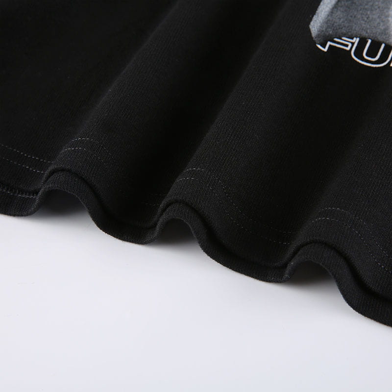 Hip-hop Black Tops with Chain Women Harajuke Loose Print T-shirt Female Streetwear O-neck Short Sleeved Cropped Top Dance 2025