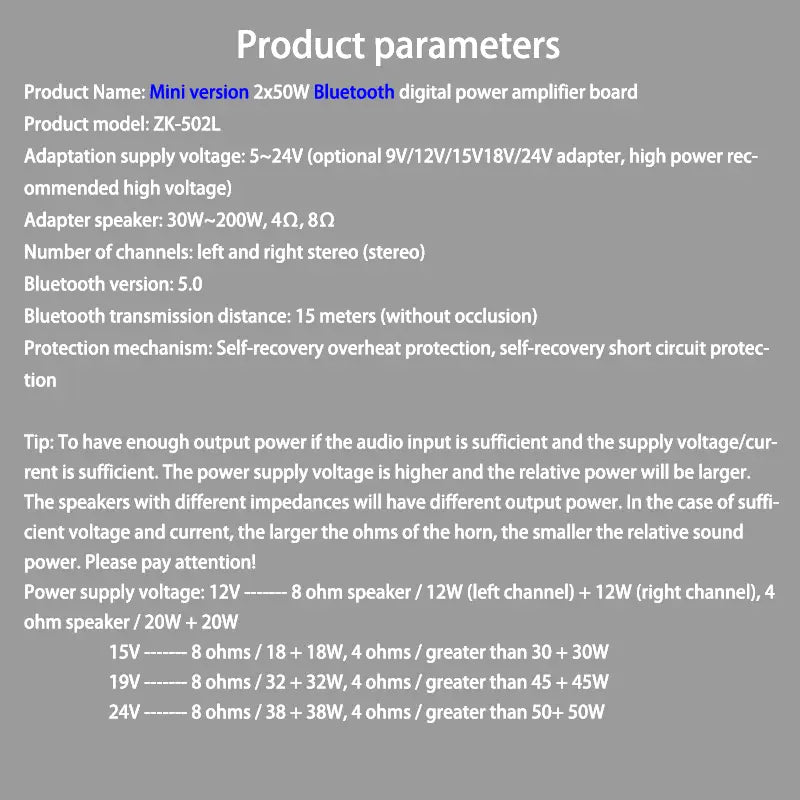 Audio Speakers DIY Bluetooth 5.0 High Power Digital Amplifier Stereo Board 50W + 50W AMP Amplificador Audio Home Theater
