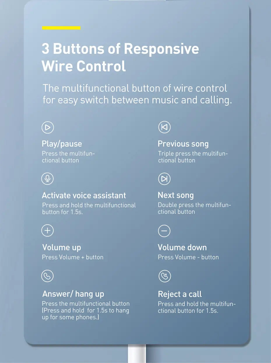 Baseus C17 Wired Earphone Type-C with Mic in-ear Wired Headphones For Xiaomi Samsung NOTE 10 NOTE 20 S21 S20 Cellphone Headsets
