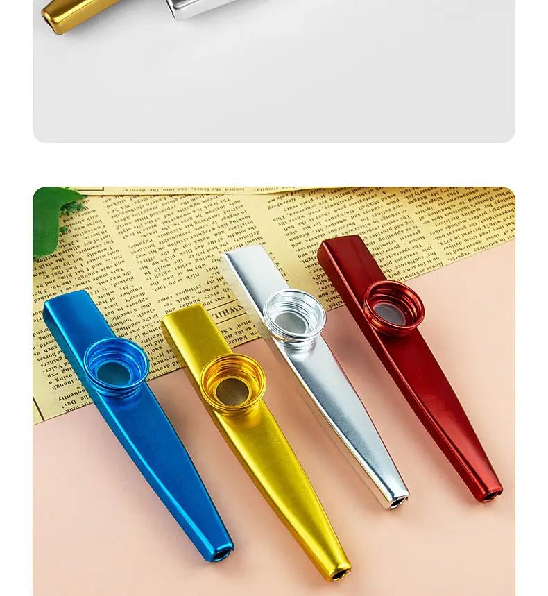 Metal Kazoo Musical Instruments with 5 Pcs Flute film Gift Simple And Easy To Learn Musical Instruments
