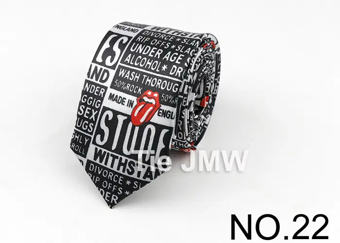 Classic Fashion Men’s Skinny Tie Colorful Musical Notes Printed Piano Guitar Polyester 5cm Width Necktie Party Gift Accessory