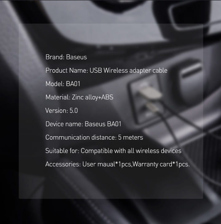 Baseus AUX Bluetooth Adapter Car 3.5mm Jack Dongle Cable Handfree Car Kit Audio Transmitter Auto Bluetooth 5.0 Receiver