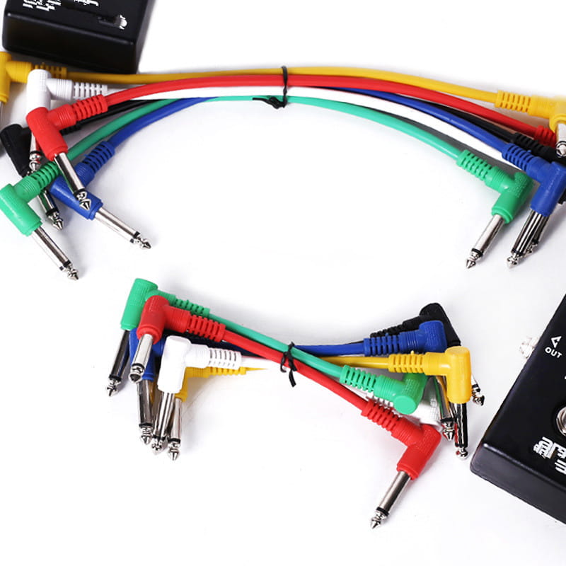 6pcs guitar pedal cable Electric Guitar Effect Pedal Patch Cable Cord Low Noise Shielded Audio Cable Leads 1/4 Right Angle Patch