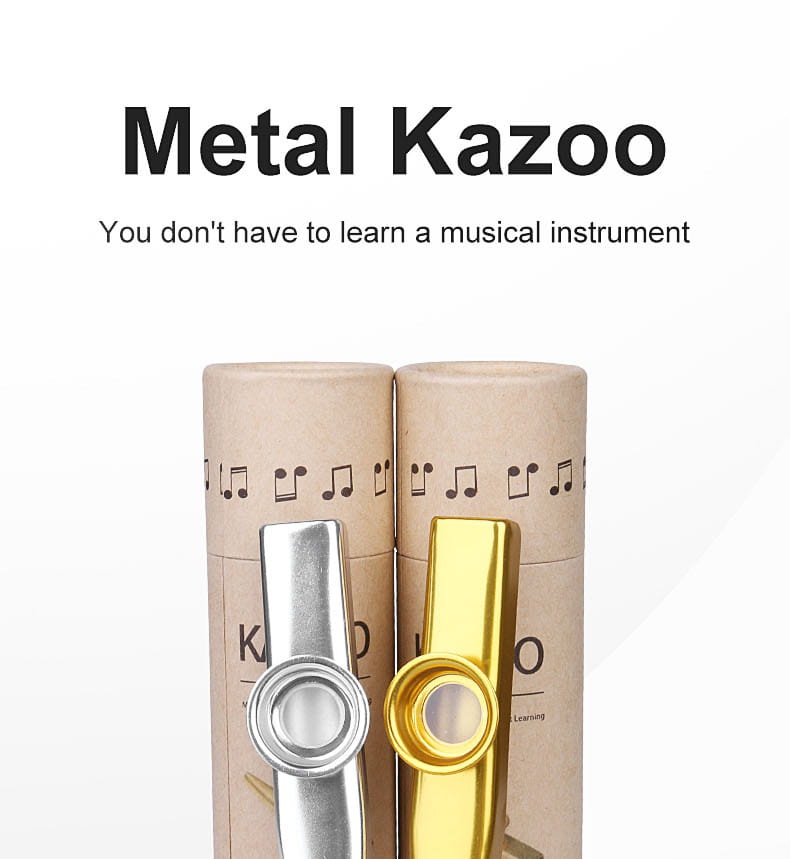 Metal Kazoo Musical Instruments with 5 Pcs Flute film Gift Simple And Easy To Learn Musical Instruments