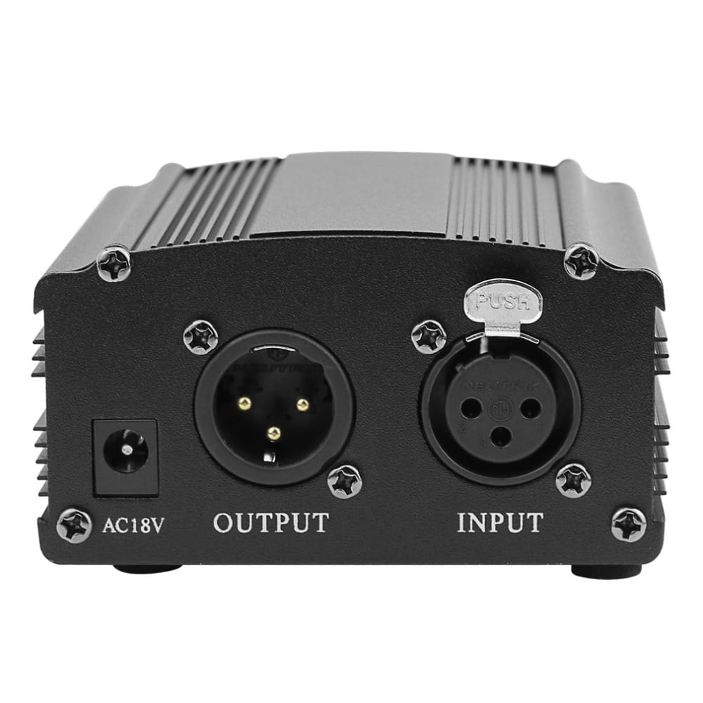 48V Phantom Power Supply with Adapter Bonus + XLR 3 Pin Microphone Cable for Any Condenser Microphone Music Recording Equipment