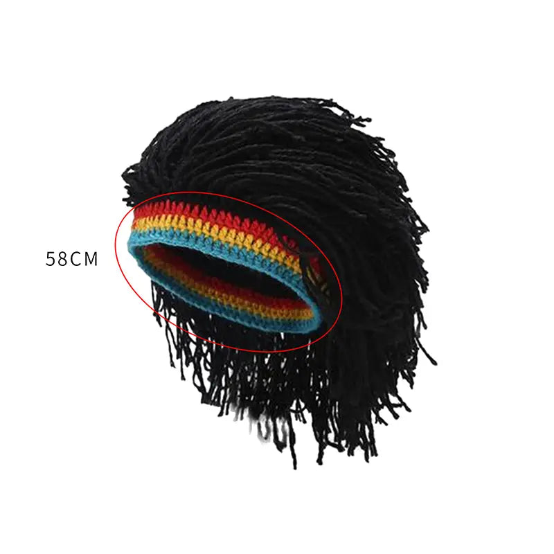 Rasta Wig Beanie Men’s Caps Hip Hop Cap Handmade Crochet Winter Warm Hat Gorro Halloween Xmas Birthday Gifts Funny Party Wig