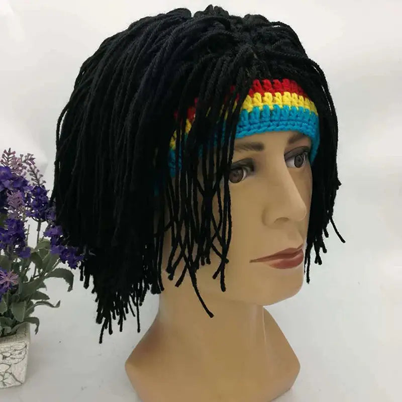 Rasta Wig Beanie Men’s Caps Hip Hop Cap Handmade Crochet Winter Warm Hat Gorro Halloween Xmas Birthday Gifts Funny Party Wig