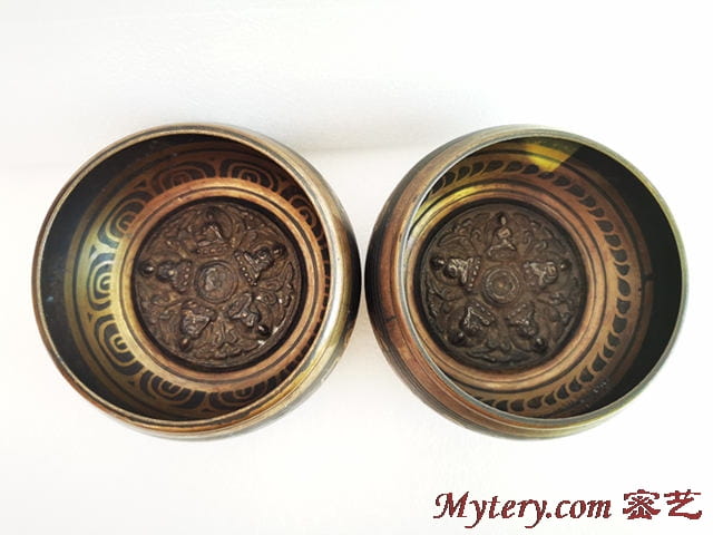 Yoga Healing Meditation Musical Instruments Tibetan Singing Bowl Five Buddhas Brass 10cm 14cm 17cm