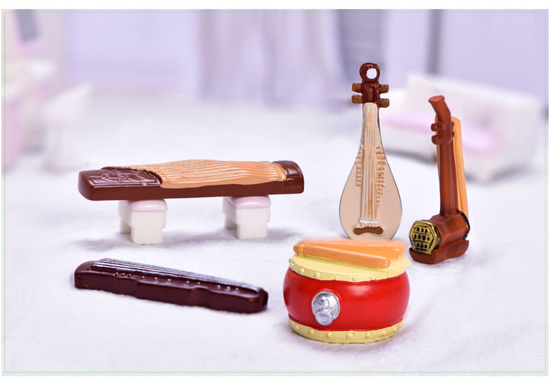 Mini Miniature Musical Instruments Piano Drum Violin Guitar Cello Sax Erhu Fiddle Figurine House Decor Model Landscape Accessory