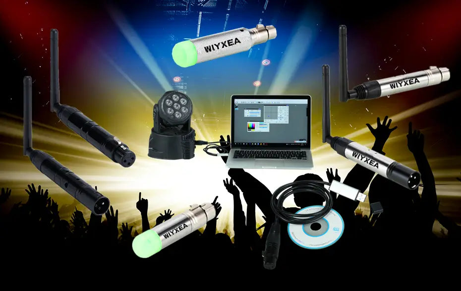 Wireless DMX 512 2.4G Charging DJ Receiver Built-in Battery /Transmitter LED Lighting Control for LED Stage Par Party Lig