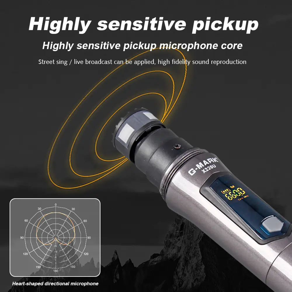 Wireless Microphone G-MARK X220U UHF Karaoke Mic With Rechargeable Lithium Battery Receiver Work 5 Hours For Speakers