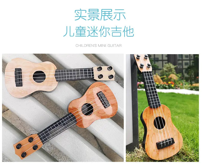 Mini Guitar 4 Strings Classical Ukulele Guitar Toy Musical Instruments for Kids Children Beginners Early Education Small Guitar