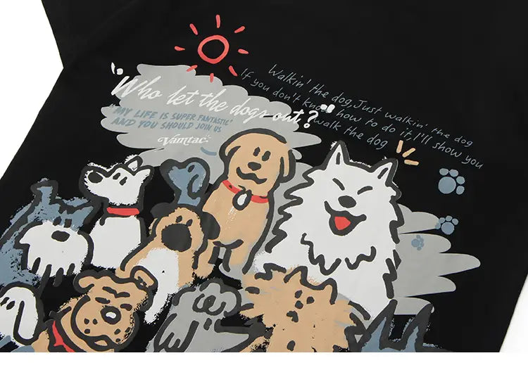 Hip Hop Tshirt Streetwear Funny Cartoon Dogs Print T Shirt 2025 Men Harajuku Cotton Casual T-Shirt Summer Short Sleeve Tops Tees