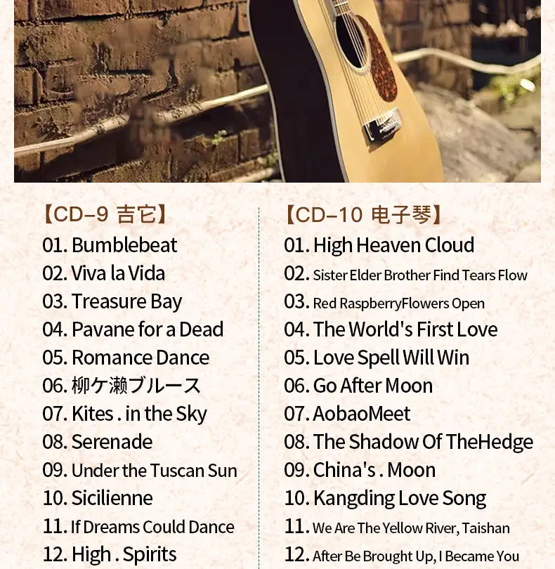 Chinese Pure light music cd instrument classical famous music piano violin guzheng cd car CD music