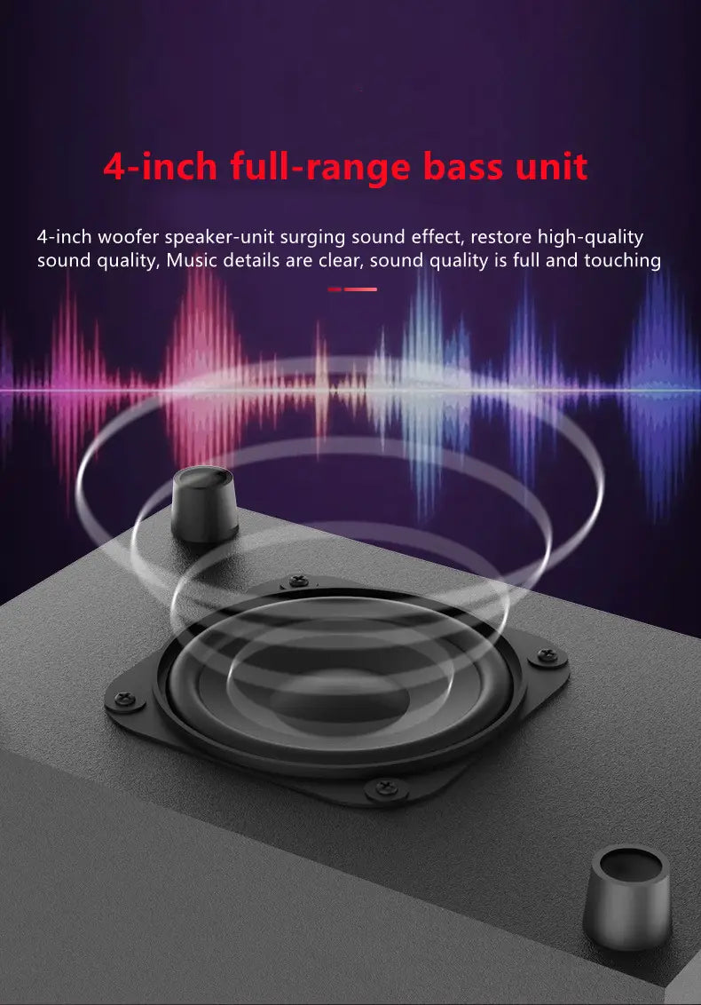 2.1 Multimedia Bluetooth Audio System Home Theater Surround Computer Active Combination Wooden Speaker AUX USB Cable Post TV PC