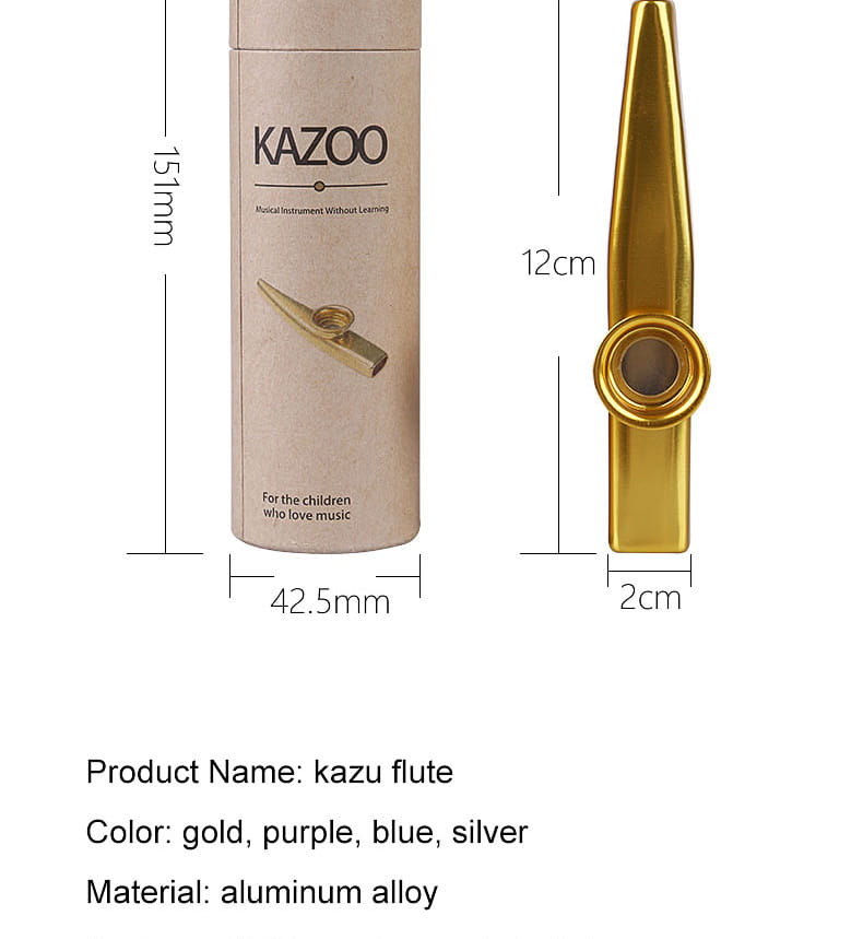 Metal Kazoo Musical Instruments with 5 Pcs Flute film Gift Simple And Easy To Learn Musical Instruments