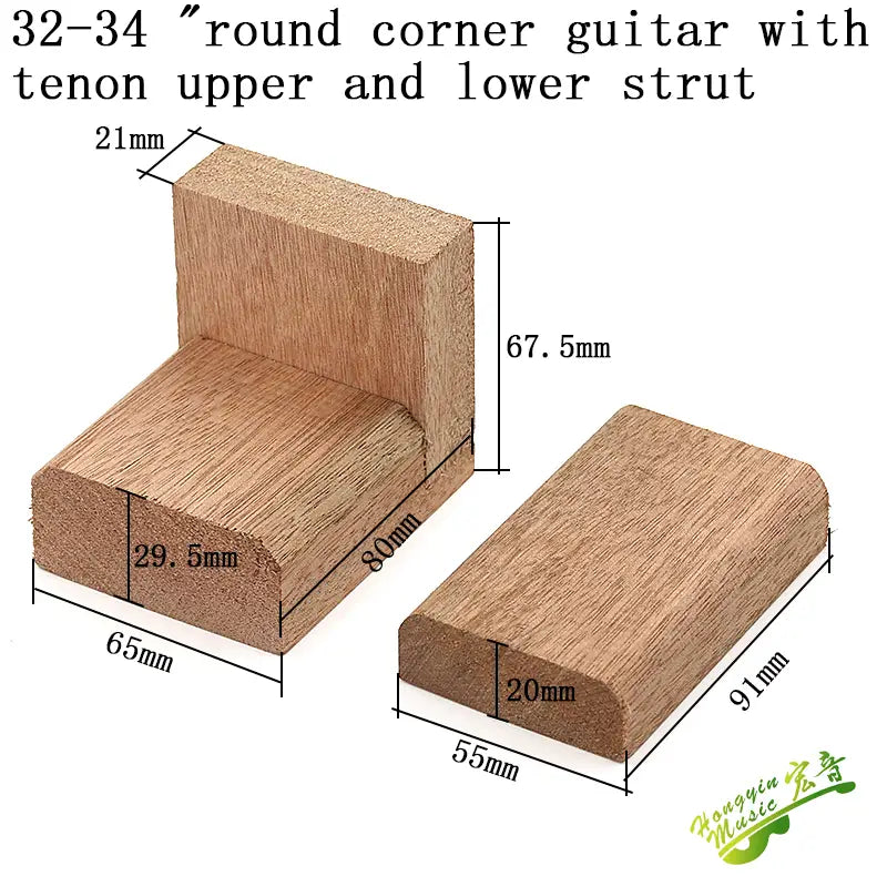 The upper and lower pillars of classical folk guitar support wood and the upper and lower ends of wood auxiliary wood material s