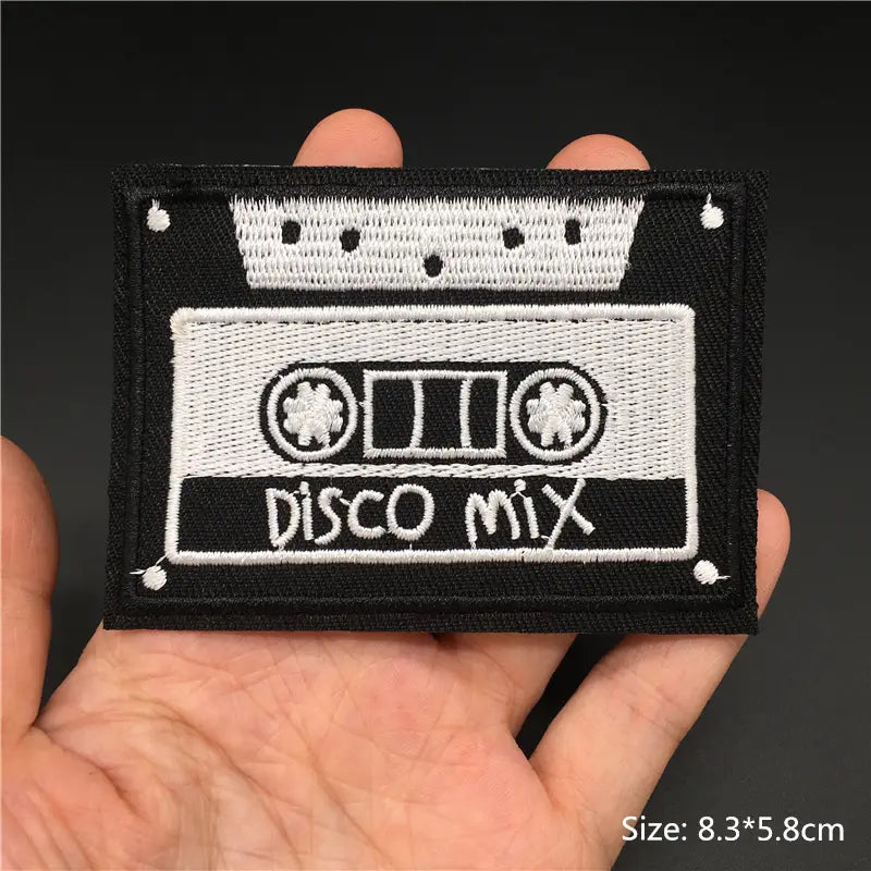 Rock Music Disco DJ Embroidered Punk Patches on Clothes Headset Guitar Stripes Iron on Patches for Clothing Diy Appliques