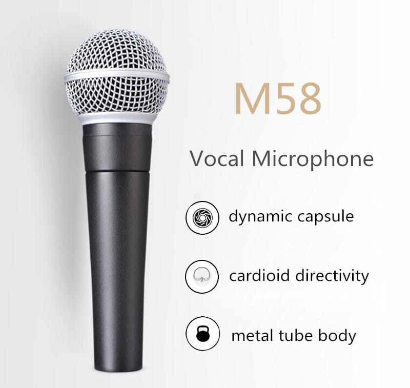Finlemho Professional Microphone Karaoke Studio Recording Dynamic Mic Capsule Vocal Handheld Cordless SM58S For Home Studio
