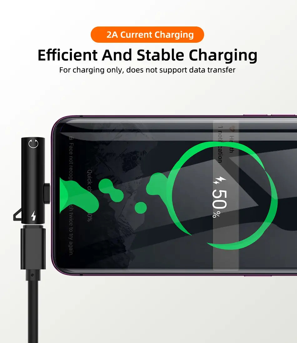 2 IN 1 Audio Headphone Charging Dual Adapter Splitter For iPhone XR XS X 7 8 11 11Pro For 3.5mm Jack to Earphone AUX Cable