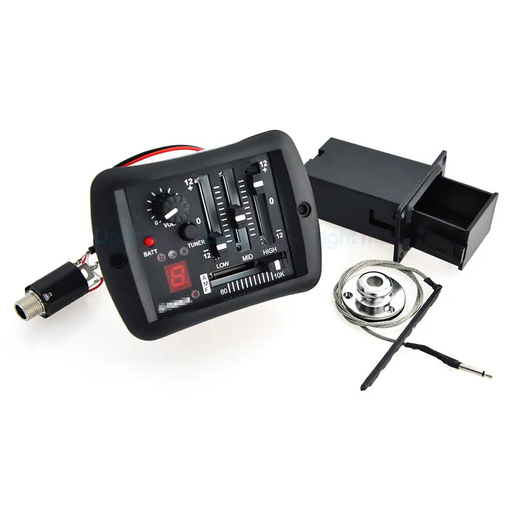 4 Band Guitar Pickup Preamp EQ Equalizer Piezo Pickup with Tuner for Folk Guitar Guitar Accessories