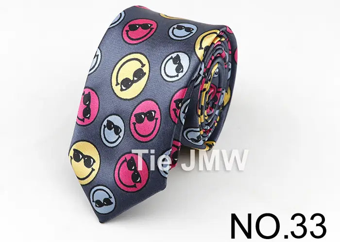 Classic Fashion Men’s Skinny Tie Colorful Musical Notes Printed Piano Guitar Polyester 5cm Width Necktie Party Gift Accessory