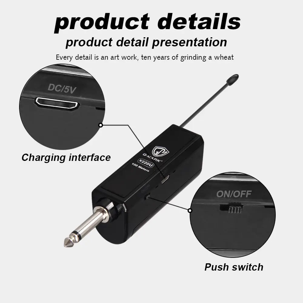 Wireless Microphone G-MARK X220U UHF Karaoke Mic With Rechargeable Lithium Battery Receiver Work 5 Hours For Speakers