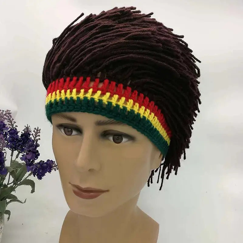 Rasta Wig Beanie Men’s Caps Hip Hop Cap Handmade Crochet Winter Warm Hat Gorro Halloween Xmas Birthday Gifts Funny Party Wig