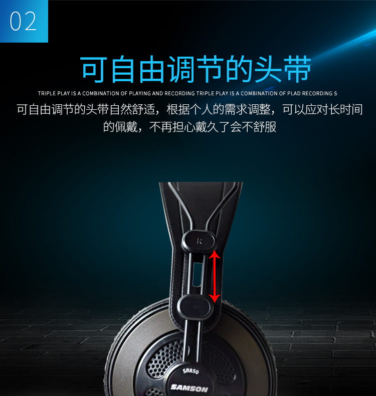 Samson SR850 Professional studio reference headphones with 10Hz-30kHz frequency response,with leather earcup,without retail box