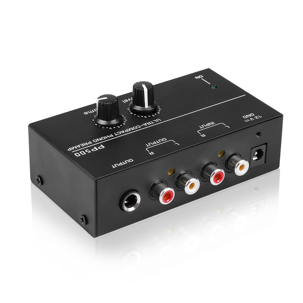 Phono Preamp pre Amp Preamplifier with Level Volume Control RCA Input Output 1/4’’ TRS Output Interfaces for LP Vinyl Turntable