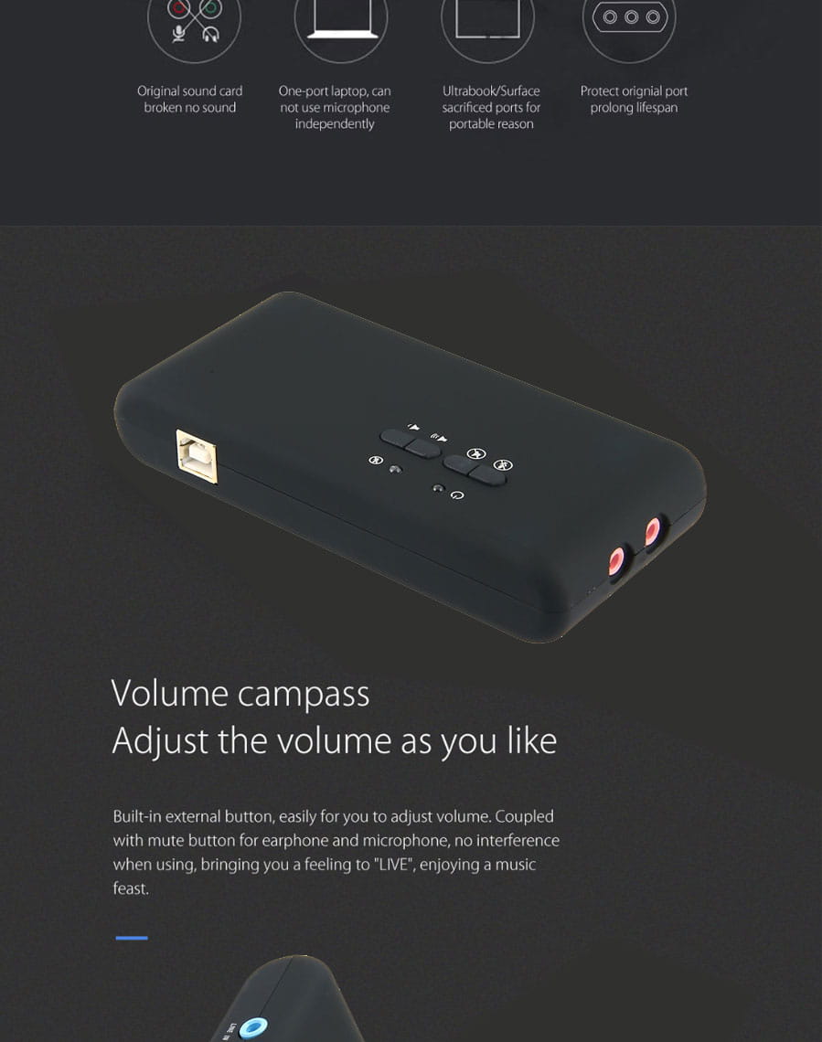 Urgrico external Sound Card with SPDIF & USB Extension Cable remoted wake-up studio record USB 7.1 Sound card for PC computer