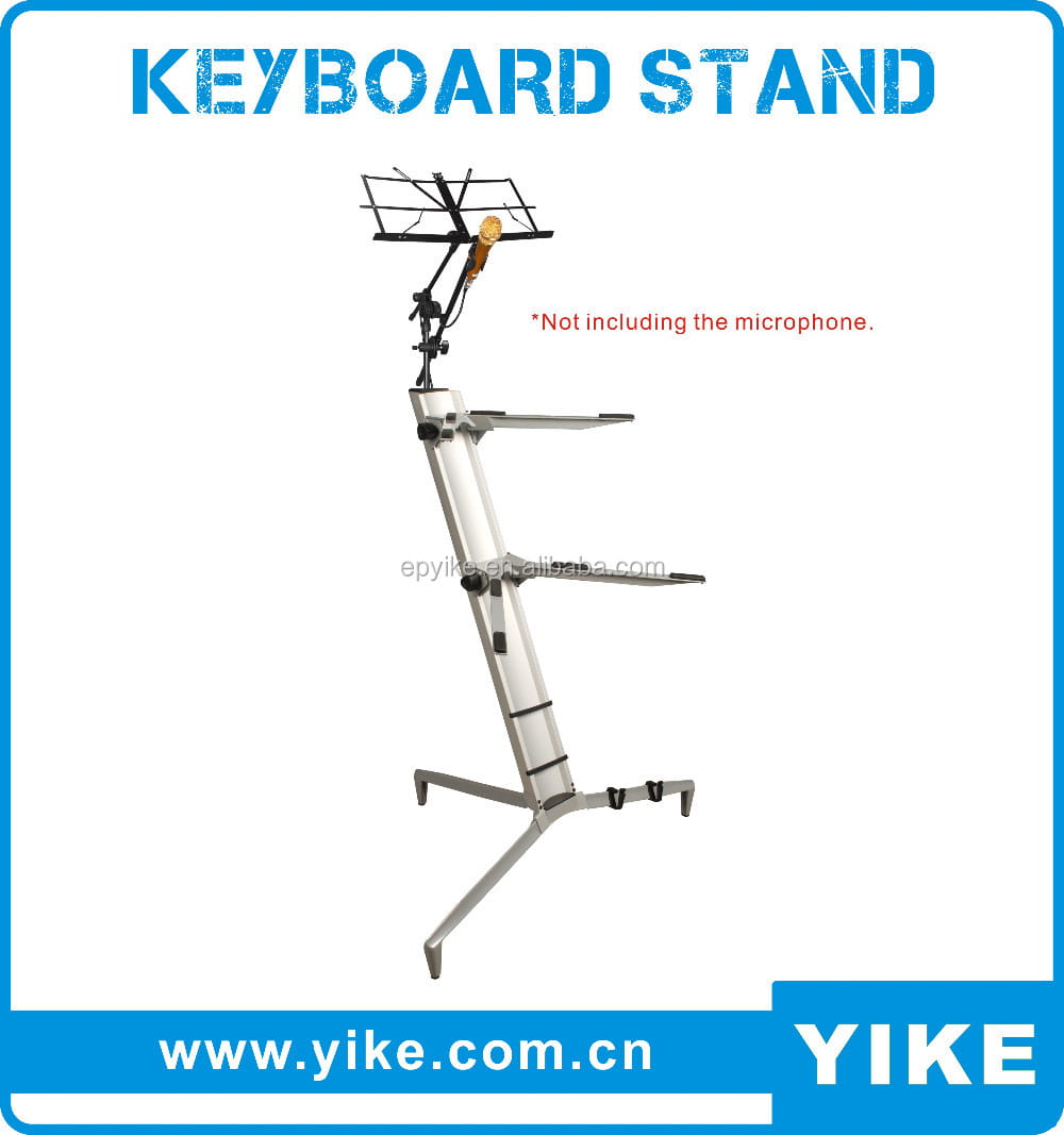 Multifunctional KS-86 Silver Keyboard Stand with Mic & Music Stand