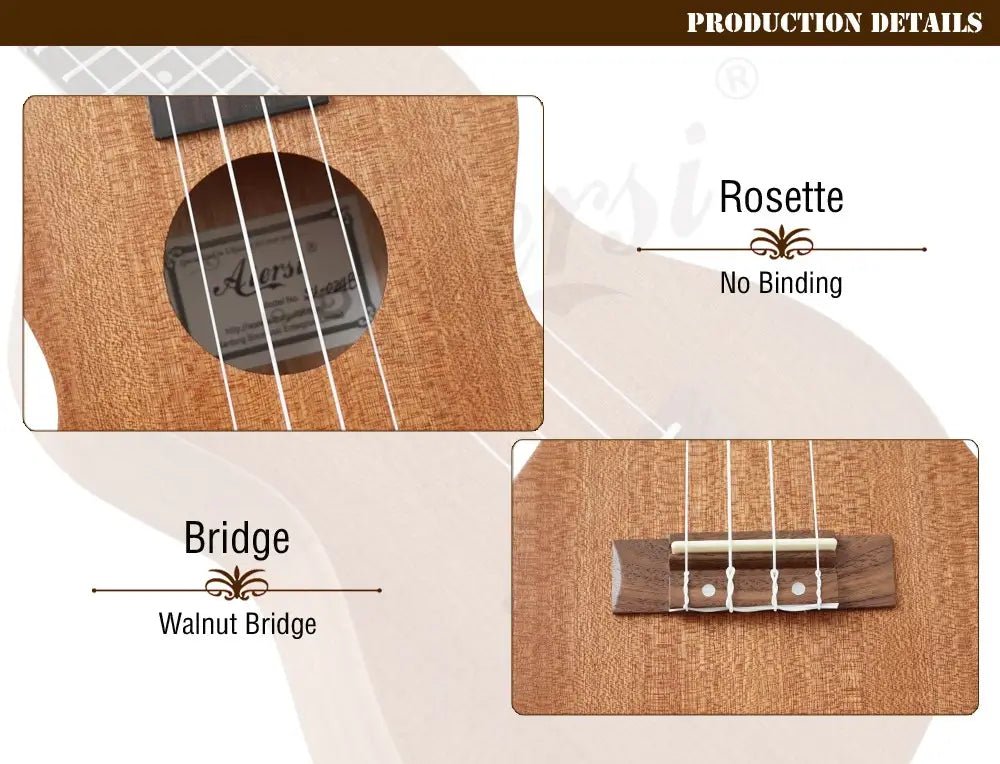 Wholesale Cheap Price OEM Custom Made Aiersi Brand 21 Inch soprano Ukulele Mahogany Hawaii Guitar Ukelele String Instrument