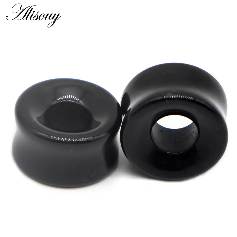 1Pc Stone Glass Ear Tunnel Plugs Mixed Style Hollow Single Flared Ear Flesh Gauges Piercing Ear Expander Stretcher Body Jewelry