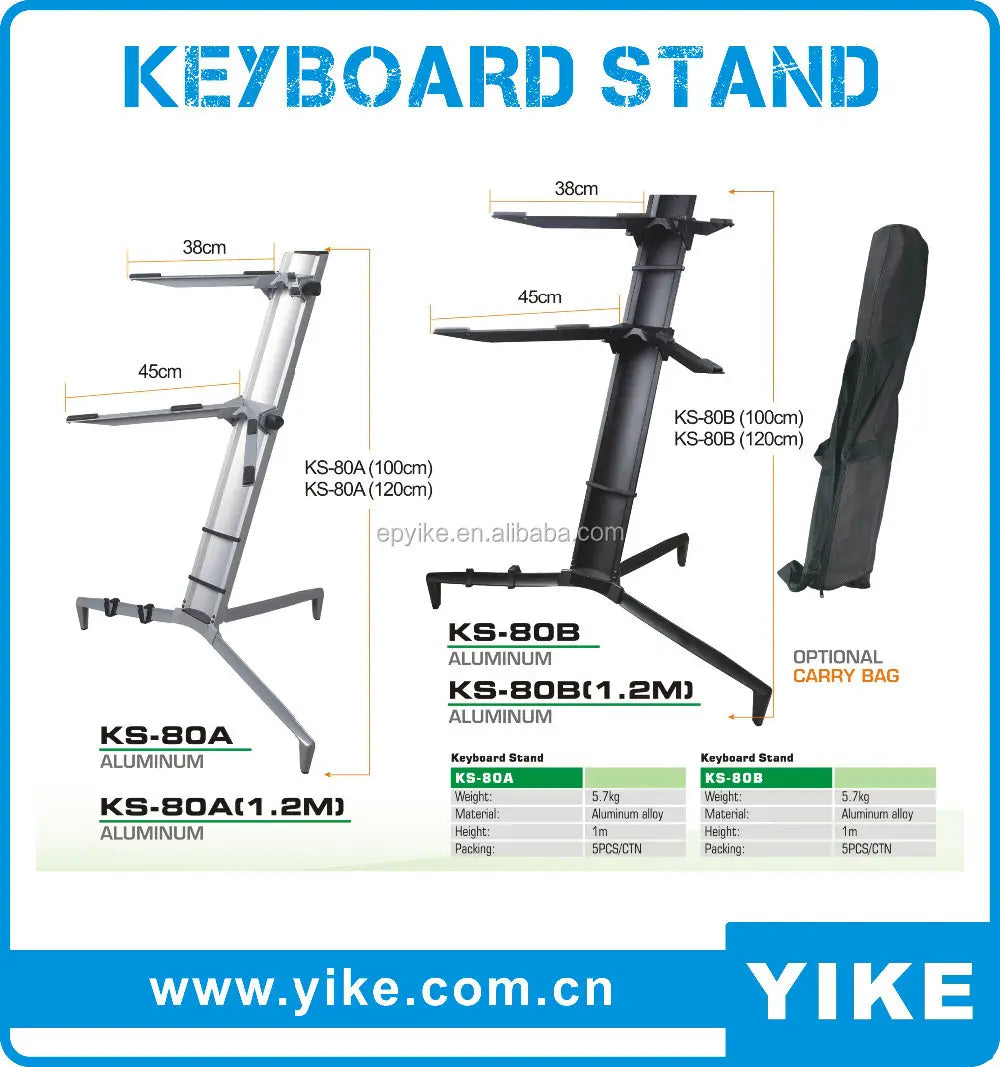 Wholesale Fashion KS-80B Aluminum Double Keyboard Stand Black