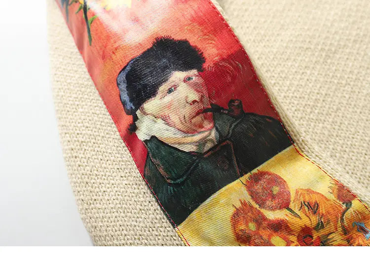 2025 Men Hip Hop Sweater Pullover Streetwear Van Gogh Painting Embroidery Knitted Sweater Retro Vintage Autumn Sweaters Cotton
