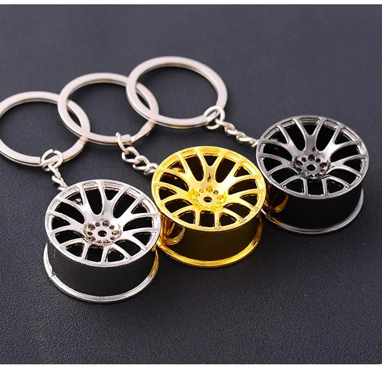 New 3D Miniature Car Metal Wheel Rim Keychain Car Key Ring Wheel Hub Key Chain Best Party Gift Jewelry