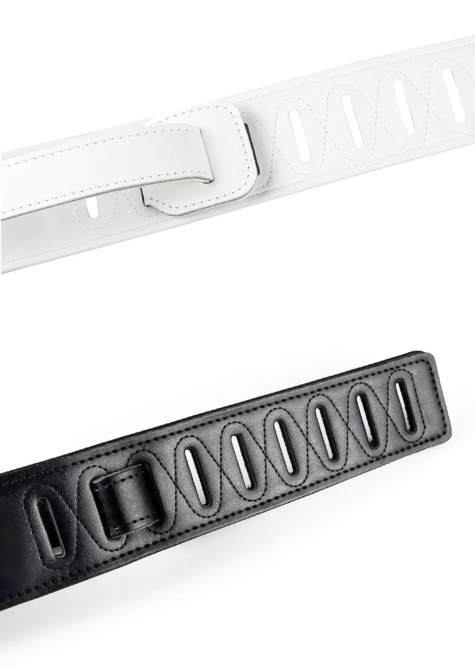 Red Black White PU Leather Guitar Strap Cool Lightning Comfortable Strap for Acoustic Electric Bass Adjustable Length
