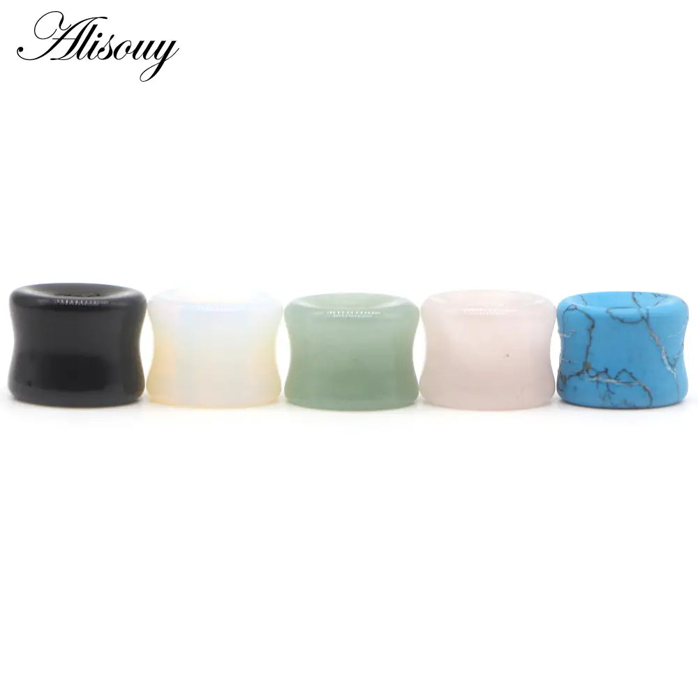 1Pc Stone Glass Ear Tunnel Plugs Mixed Style Hollow Single Flared Ear Flesh Gauges Piercing Ear Expander Stretcher Body Jewelry