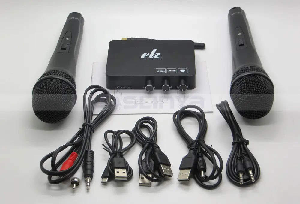 K2 Android TV Box PC Home KTV Mini Karaoke Echo Mixer System Digital Sound Audio Mixer Singing Machine + 2 Wireless Microphone