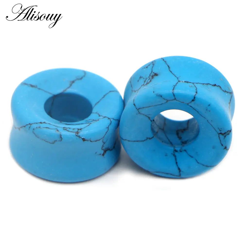 1Pc Stone Glass Ear Tunnel Plugs Mixed Style Hollow Single Flared Ear Flesh Gauges Piercing Ear Expander Stretcher Body Jewelry