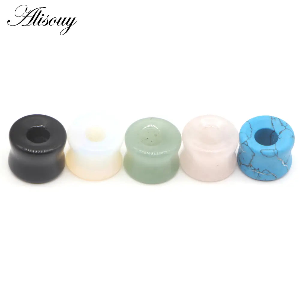 1Pc Stone Glass Ear Tunnel Plugs Mixed Style Hollow Single Flared Ear Flesh Gauges Piercing Ear Expander Stretcher Body Jewelry