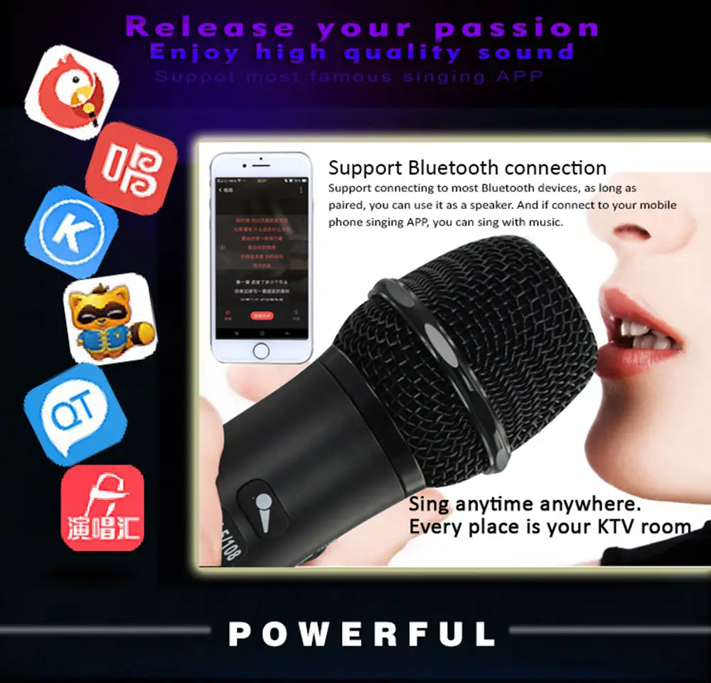XIAOKOA L-698 15W Wireless Karaoke Microphone Bluetooth Speaker 4000mah 2in1 Handheld Sing&Recording KTV Player for iOS/Android