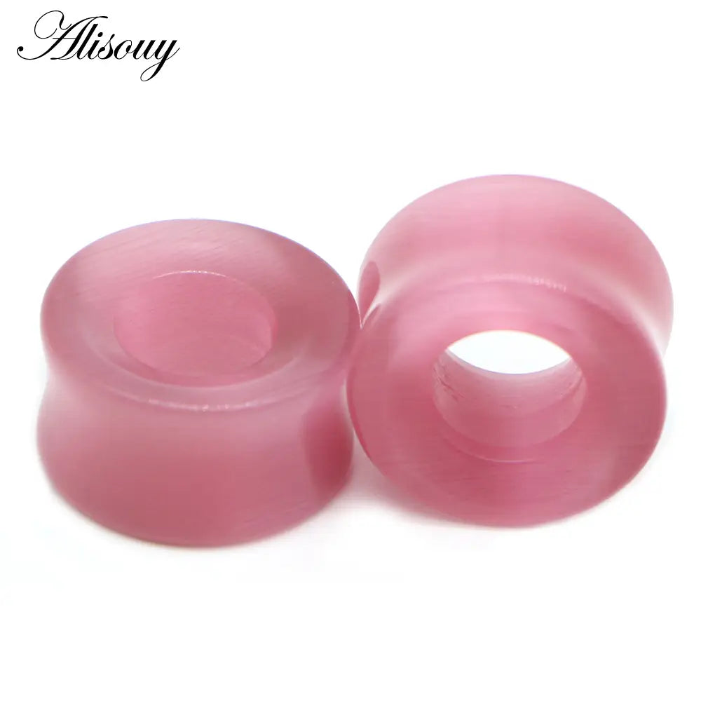 1Pc Stone Glass Ear Tunnel Plugs Mixed Style Hollow Single Flared Ear Flesh Gauges Piercing Ear Expander Stretcher Body Jewelry