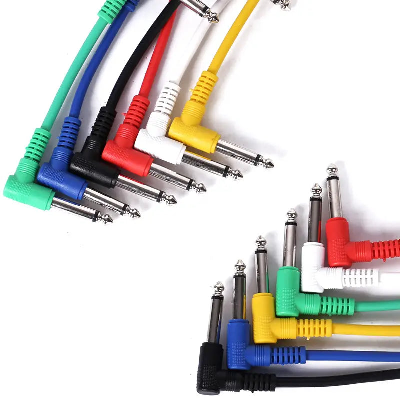 6pcs guitar pedal cable Electric Guitar Effect Pedal Patch Cable Cord Low Noise Shielded Audio Cable Leads 1/4 Right Angle Patch