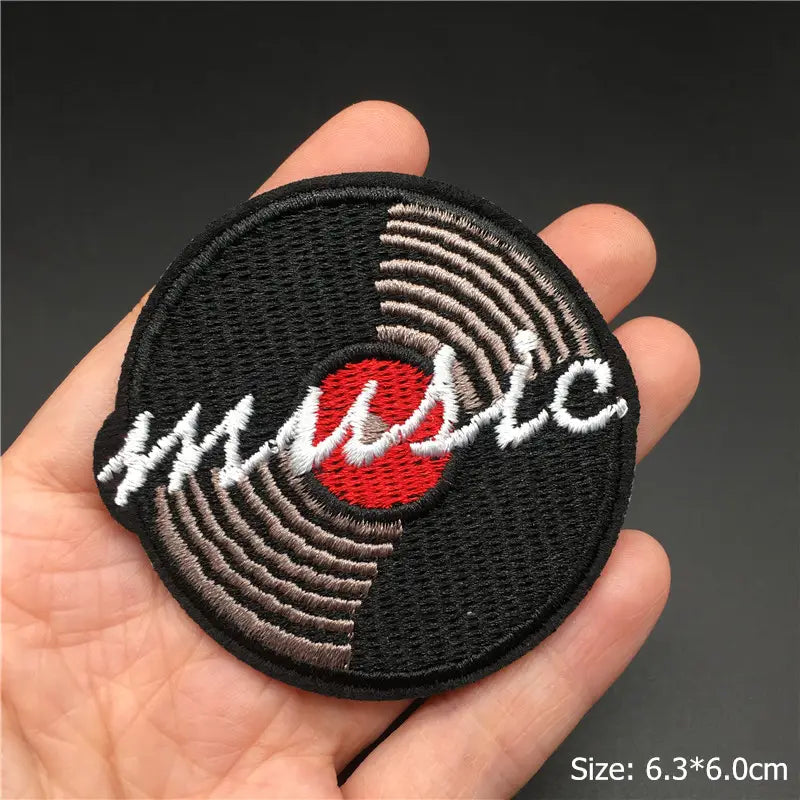 Rock Music Disco DJ Embroidered Punk Patches on Clothes Headset Guitar Stripes Iron on Patches for Clothing Diy Appliques