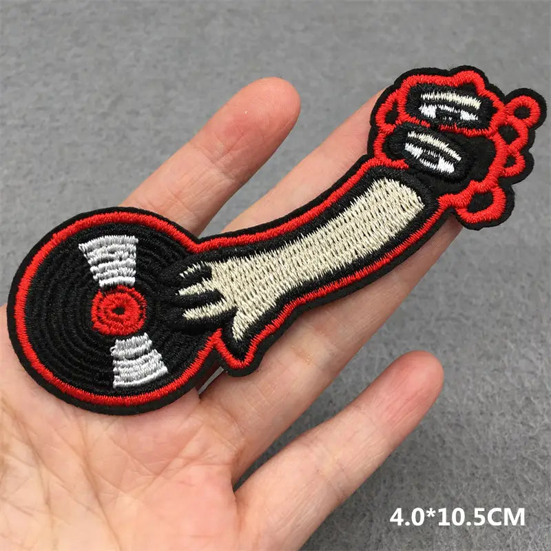 Rock Music Disco DJ Embroidered Punk Patches on Clothes Headset Guitar Stripes Iron on Patches for Clothing Diy Appliques