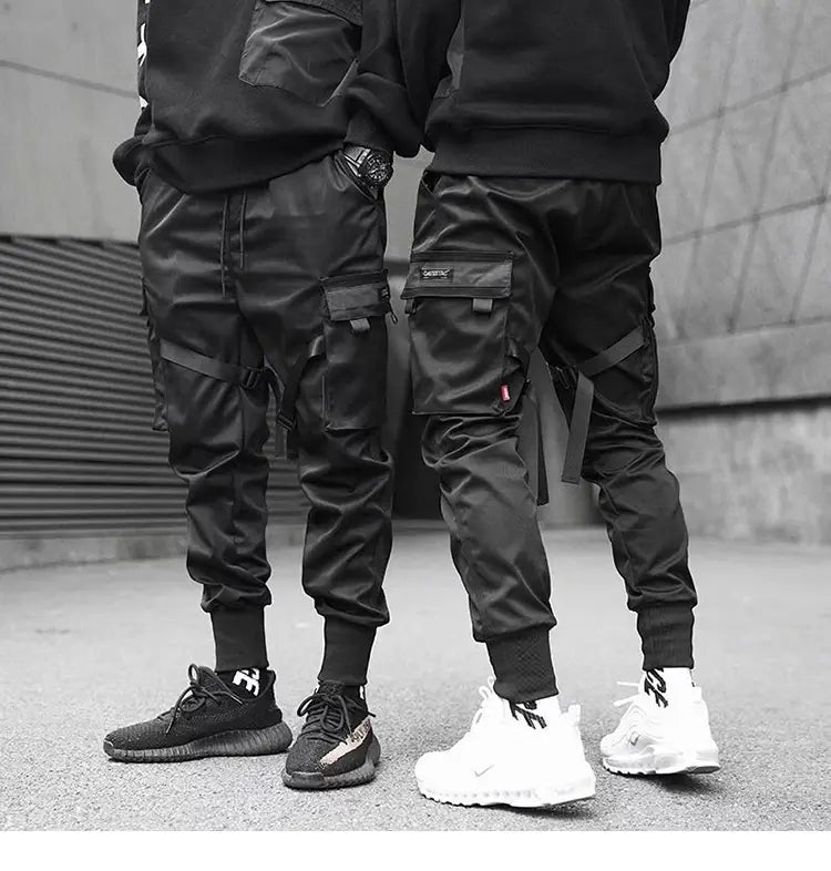 2025 Hip Hop Cargo Pants Pockets Men Streetwear Harajuku Joggers Pants HipHop Swag Ribbion Harem Pants Fashion Casual Trousers