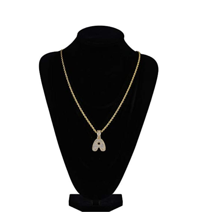 Hip Hop Jewelry Initial Letter Necklace Bubble Chain Necklace Iced